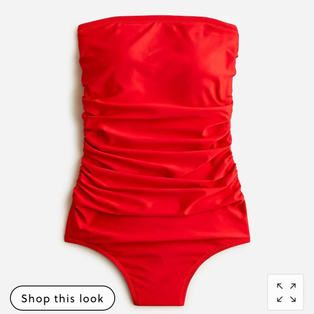 NWT J. Crew Bandeau Bathing Suit in Poppy Red (sz. 12 w/ tags, sz.14 worn 1x)